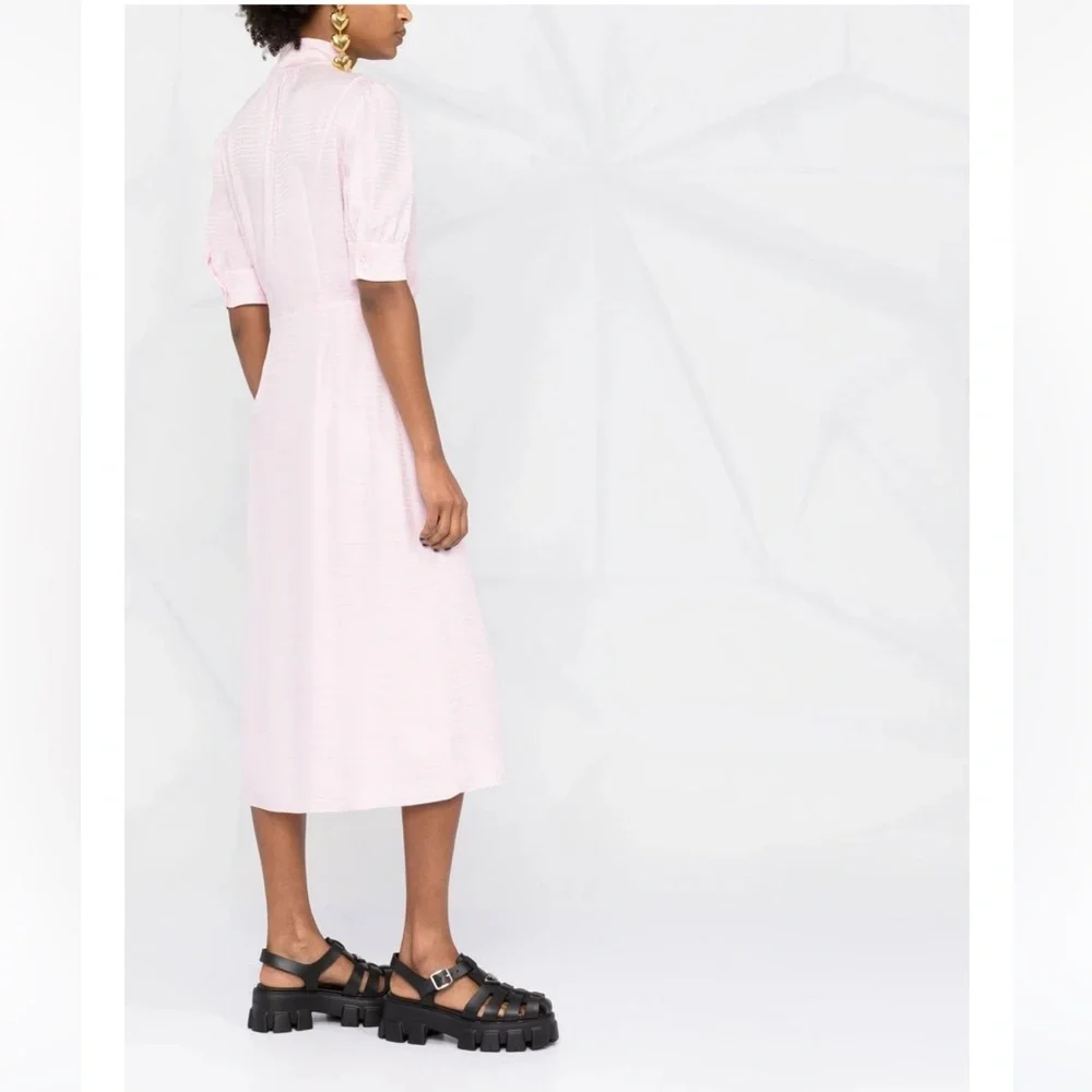 PRADA***Pink Bow-Tie Silk Midi Dress***42; US 8 $3350 - Picture 8 of 10
